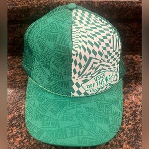 Vans Off The Wall Vintage Green White Trucker Hat Cap Vintage